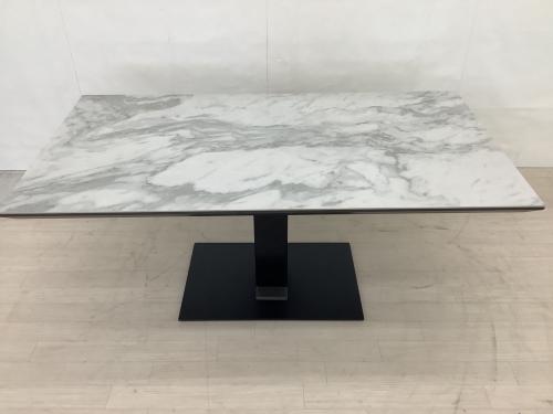 offer9(野中企画) ダイニングテーブル ホワイト×グレー 昇降式 P2198DT01 セラミック×ガラス天板