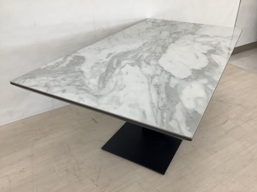 offer9(野中企画) ダイニングテーブル ホワイト×グレー 昇降式 P2198DT01 セラミック×ガラス天板