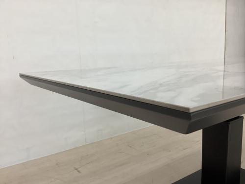 offer9(野中企画) ダイニングテーブル ホワイト×グレー 昇降式 P2198DT01 セラミック×ガラス天板