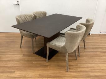 Moda en Casa (モーダエンカーサ) ダイニング5点セット brown oak / oyster piazza 160 table / banquet chair