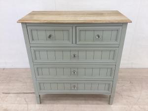 B-COMPANY (ビーカンパニー) チェスト RDR-5DC-001-GY ナチュラル×グリーン 5段 RDR-5DC-001-GY