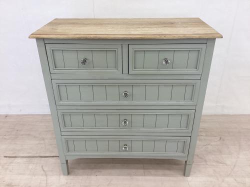 B-COMPANY (ビーカンパニー) チェスト RDR-5DC-001-GY ナチュラル×グリーン 5段 RDR-5DC-001-GY