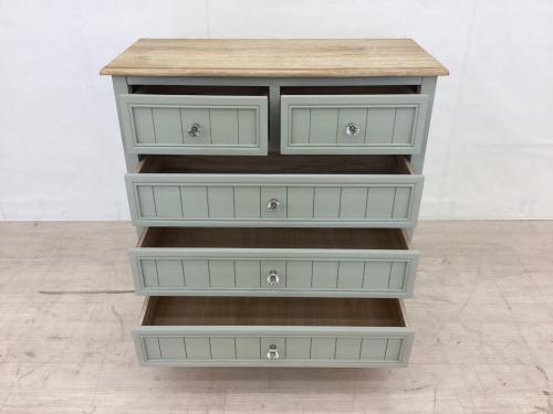 B-COMPANY (ビーカンパニー) チェスト RDR-5DC-001-GY ナチュラル×グリーン 5段 RDR-5DC-001-GY