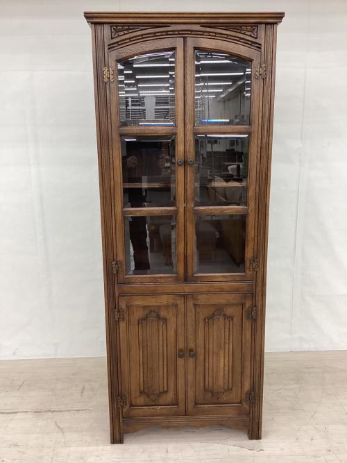 食器棚 ブラウン 英国アンティーク調カップボード