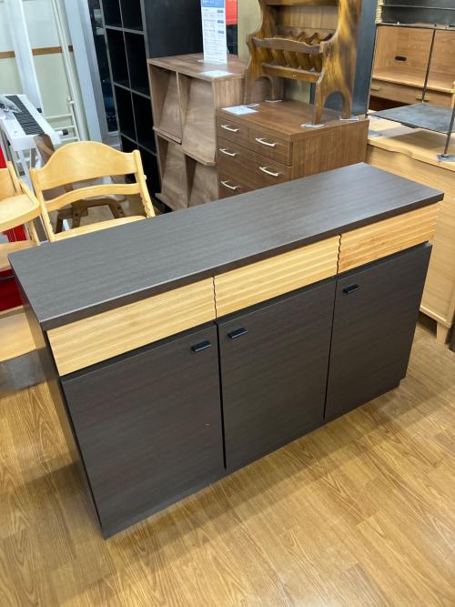 大川家具 (オオカワカグ) サイドボード Side Board FE 120 幅:約120㎝ ブラウン×ナチュラル