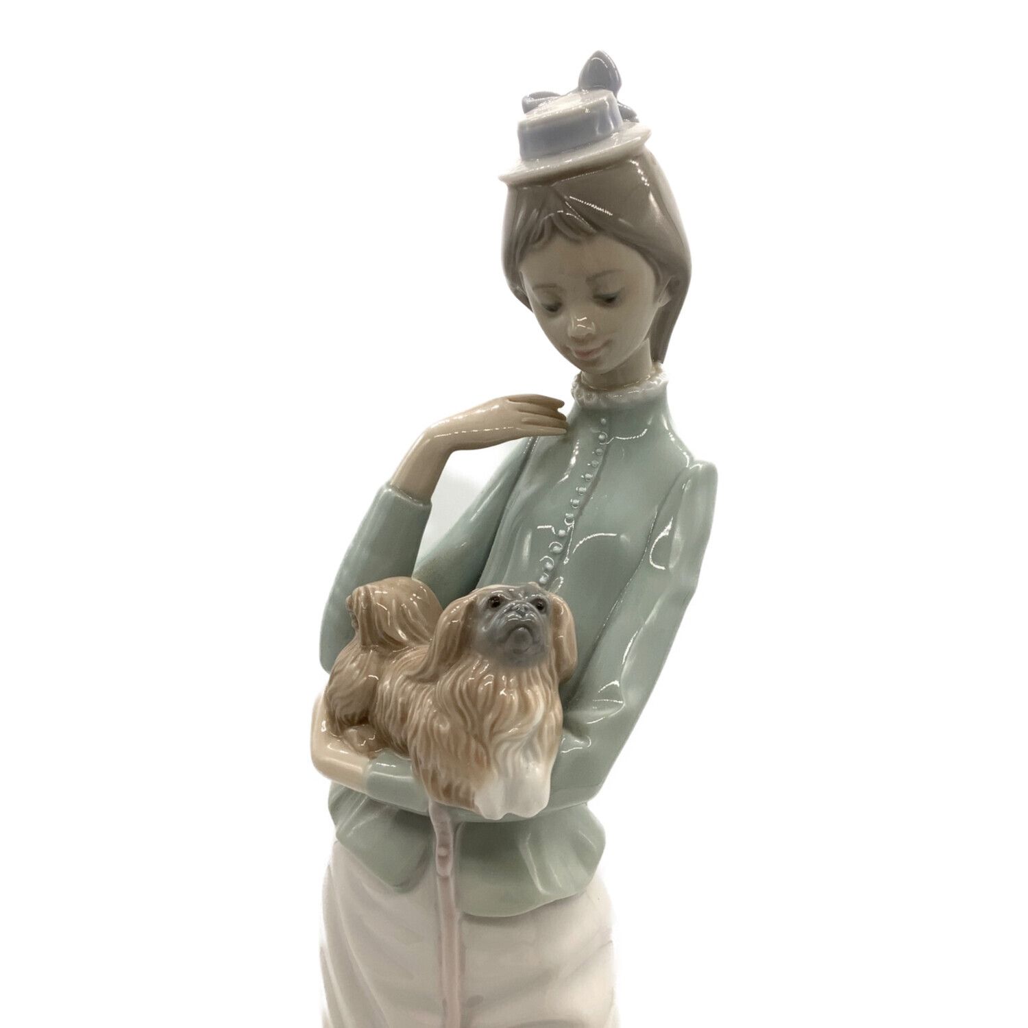 横幅約13cmLLADRO  リヤドロ 犬を抱く婦人像　ペギニーズ　38cm