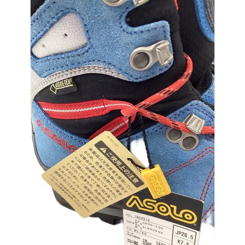 ASOLO (アゾロ) トレッキングシューズ メンズ SIZE 26.5cm ブルー×レッド 1000001614380 ELBRUS ハイカット(ハードソール) GORE-TEX