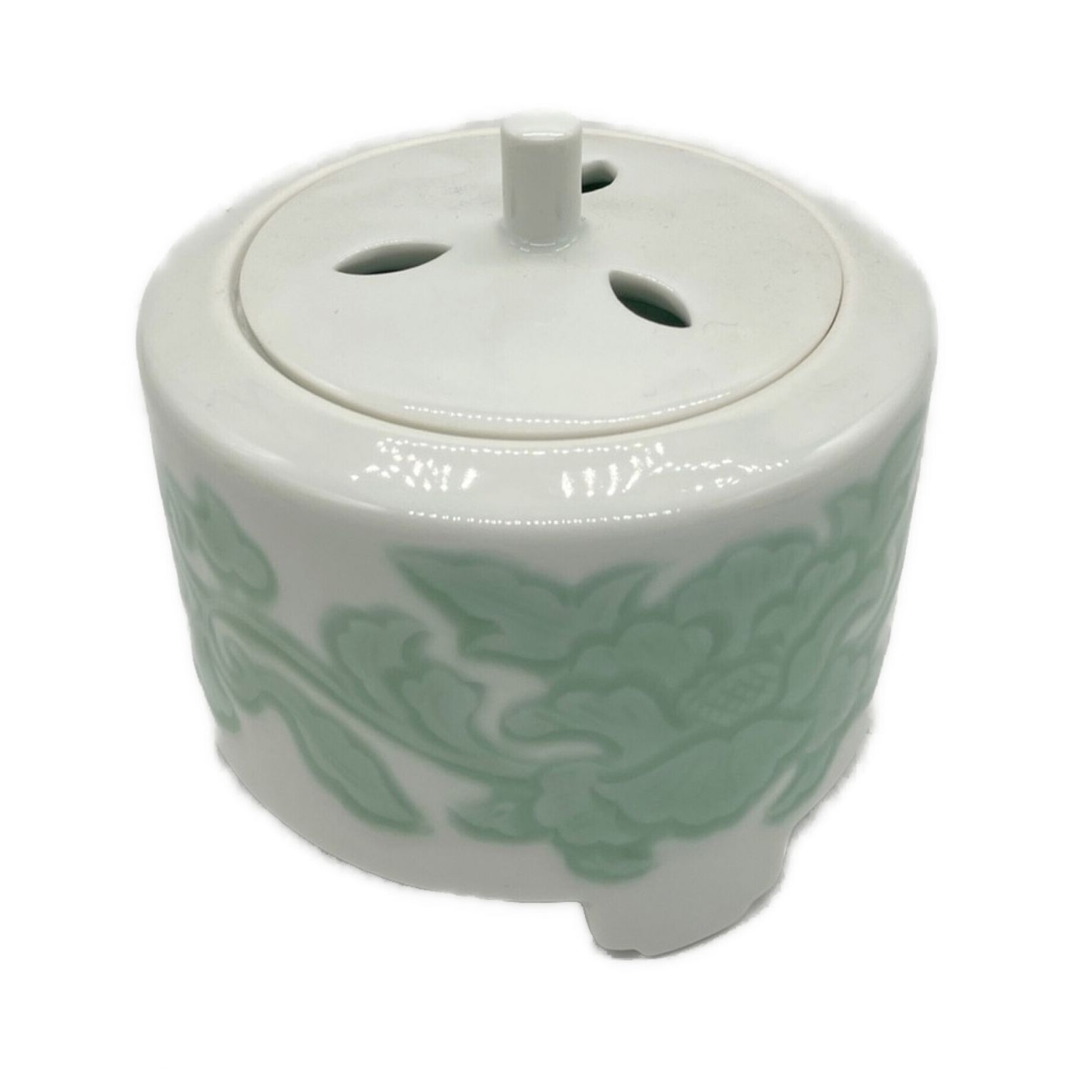 香炉 井上萬二 白磁緑釉彫文｜トレファクONLINE