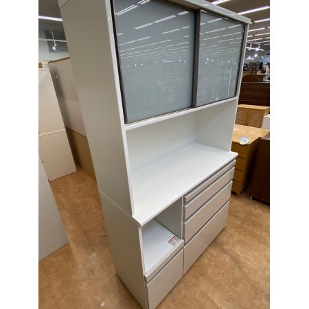 シギヤマ家具 (シギヤマ) レンジボード ホワイト ソフトクロージング/スライドカウンター  エブリー120KB