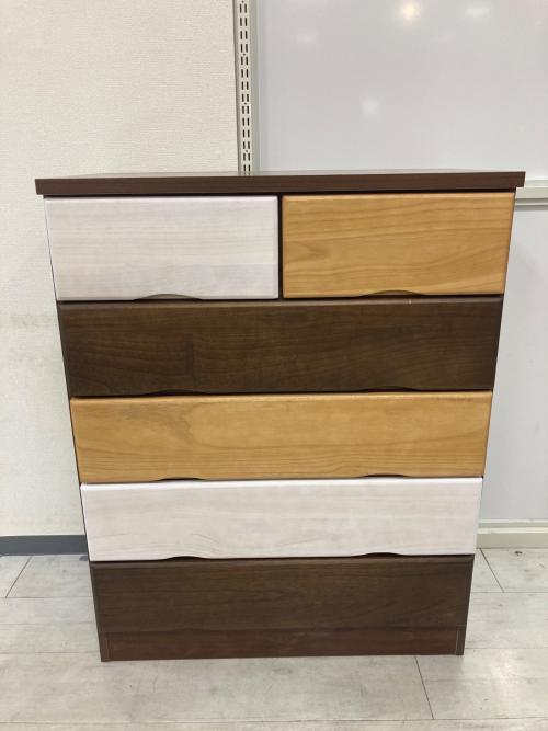 サンコウ ハイチェスト ブラウン 天板キズ有 キャラメルⅤ 80-5 MIX