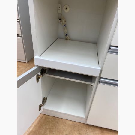 松田家具 (マツダカグ) レンジボード ホワイト モイス加工 ソフトクローズ スライドカウンター