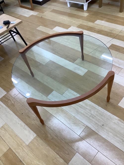 porada (ポラダ) ガラステーブル ナチュラル ガラス板にキズ有