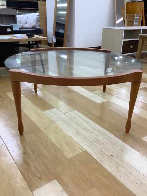 porada (ポラダ) ガラステーブル ナチュラル ガラス板にキズ有