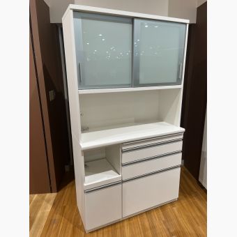 松田家具 (マツダカグ) レンジボード ホワイト ソフトクローズ モイス加工 スライドカウンター スライド扉