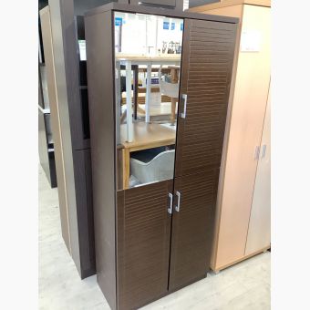 シューズボックス ダークブラウン ミラー付