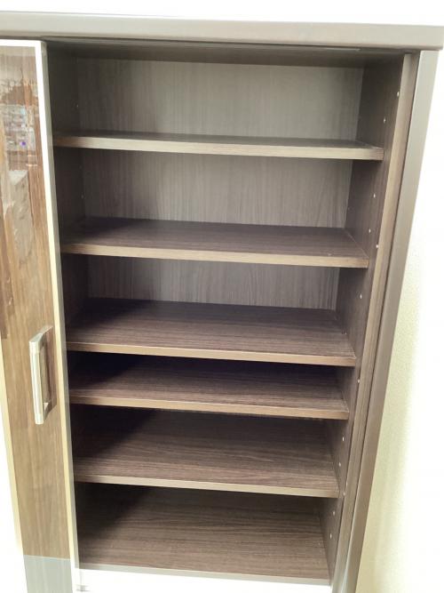 食器棚 ダークブラウン スライド式