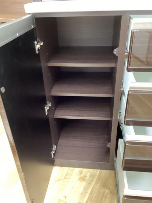 食器棚 ダークブラウン スライド式