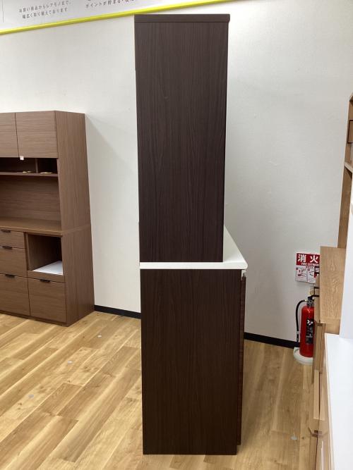 食器棚 ダークブラウン スライド式