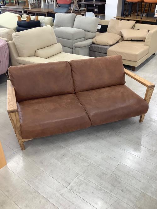 関家具 (セキカグ) 2人掛けソファー ナチュラル×ブラウン