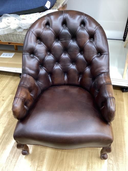 ラウンジソファー ブラウン チェスターフィールド  総革