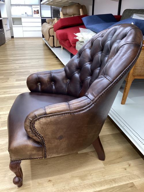 ラウンジソファー ブラウン チェスターフィールド  総革