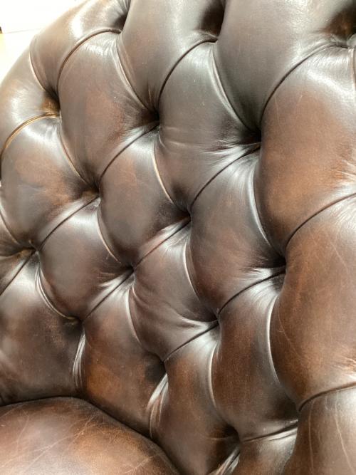 ラウンジソファー ブラウン チェスターフィールド  総革