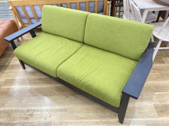 2人掛けソファー グリーン×ダークブラウン