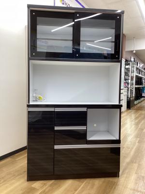 関家具 (セキカグ) レンジボード ブラック ミルコⅡ 幅105㎝