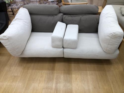 無印良品 (ムジルシリョウヒン) オーク材フレームソファー グレー×ホワイト 2021年製