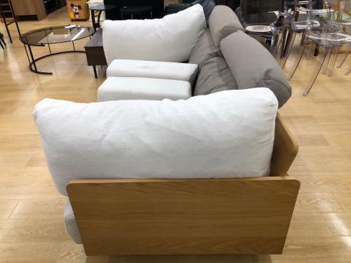 無印良品 (ムジルシリョウヒン) オーク材フレームソファー グレー×ホワイト 2021年製