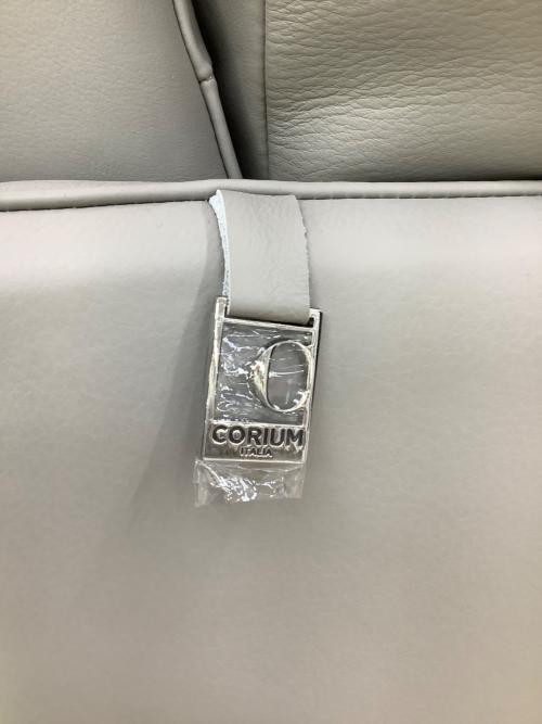 肩肘ソファー グレー 総革 CORIUM ジェローム