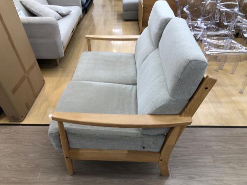 ニトリ 2人掛けソファー ナチュラル×グレー オットマン付
