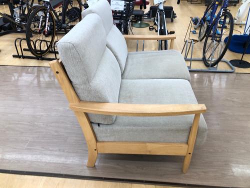 ニトリ 2人掛けソファー ナチュラル×グレー オットマン付