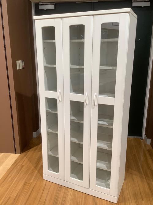 本棚 ホワイト 4枚扉 幅90×高さ180×奥行40