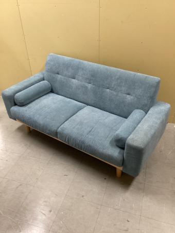 2人掛けソファー ブルー ファブリック