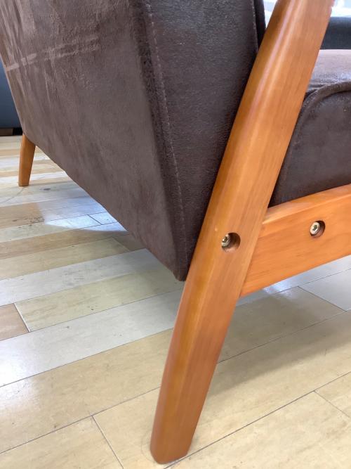 コスパクリエーション 木肘ヴィンテージソファ ブラウン 2人掛け 合皮 ベドフォード