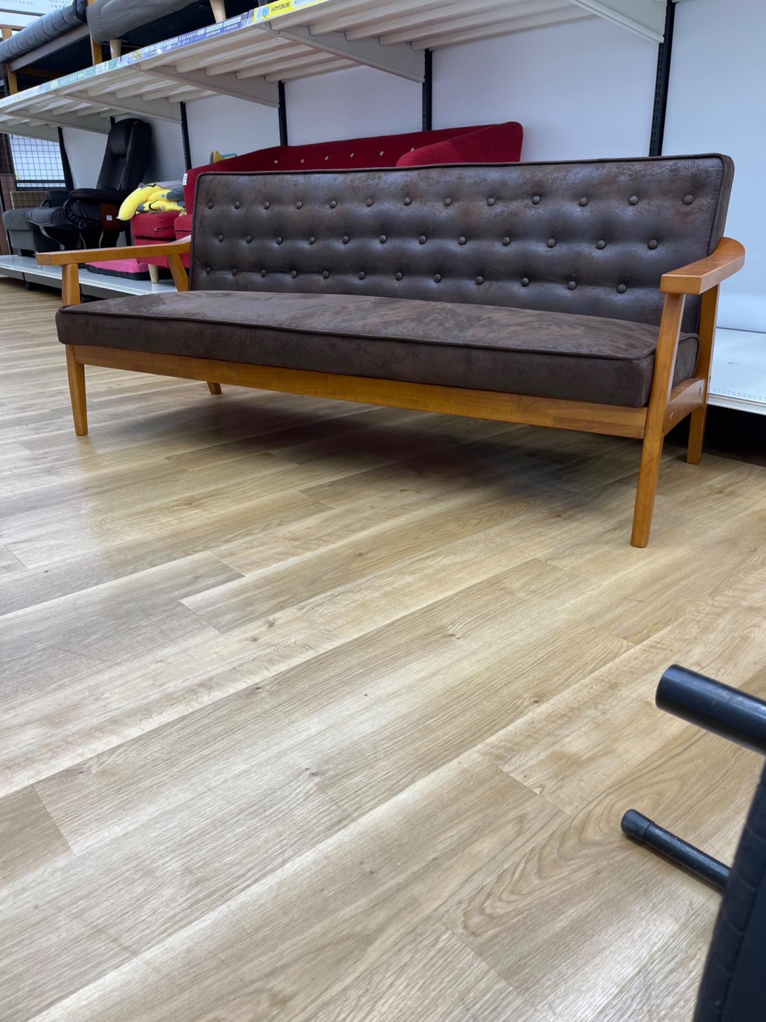 コスパクリエーション 木肘ヴィンテージソファー 3人掛け キズスレ有り