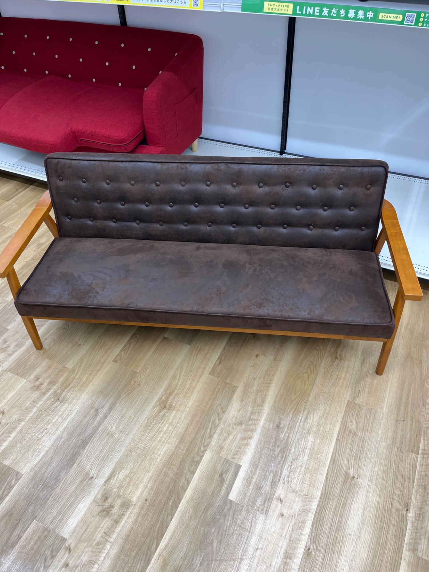 コスパクリエーション 木肘ヴィンテージソファー 3人掛け キズスレ有り