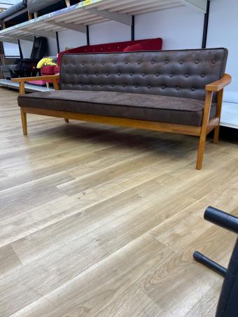 コスパクリエーション 木肘ヴィンテージソファ 3人掛け ファブリック ベドフォード