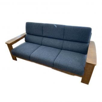 3人掛けソファー グレー×ブラウン 木枠 ファブリック