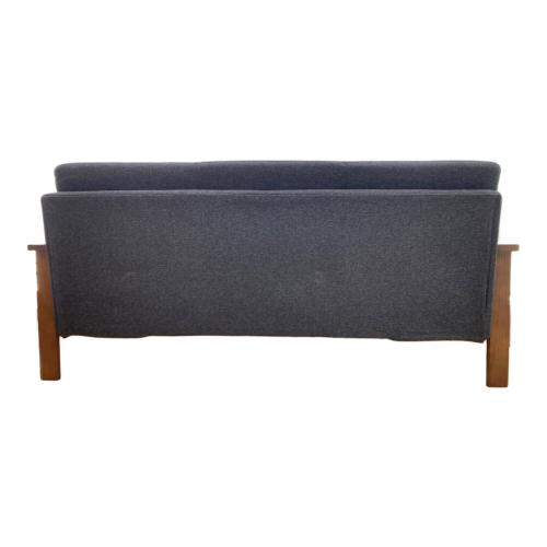 3人掛けソファー グレー×ブラウン 木枠 ファブリック