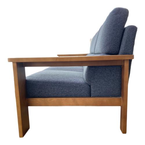 3人掛けソファー グレー×ブラウン 木枠 ファブリック