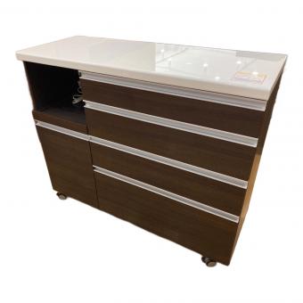 Pamouna (パモウナ) キッチンカウンター ダークブラウン×ホワイト ソフトクローズ キャスター付