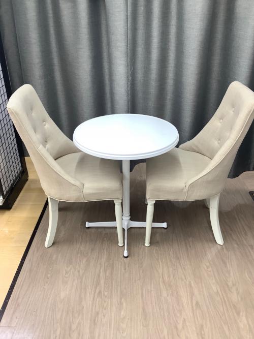 カフェテーブル3点セット ホワイト×ベージュ