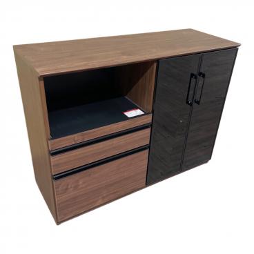 キッチンカウンター 一枚扉 3段引き出し キュリー2 ブラウン×ホワイト