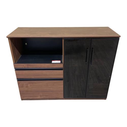 クラフトコガ キッチンカウンター ブラウン×ブラック モイス加工 2枚扉