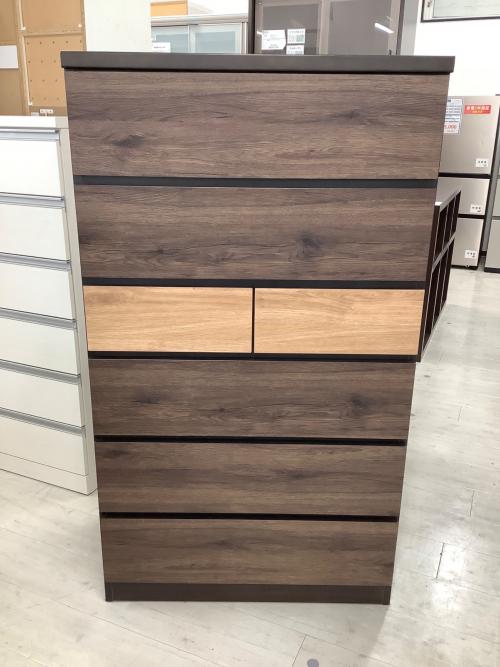 6段チェスト ダークブラウン×ナチュラル