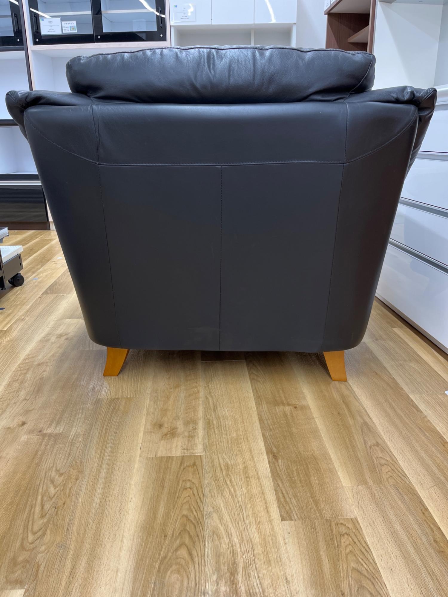 leatherworld (レザーワールド) 1人掛けソファー ブラック 半革