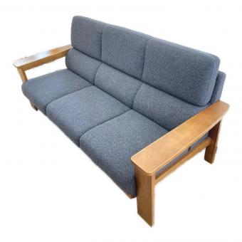 3人掛けソファー グレー×ブラウン 木枠 ファブリック