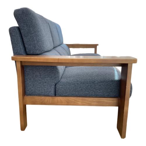 3人掛けソファー グレー×ブラウン 木枠 ファブリック